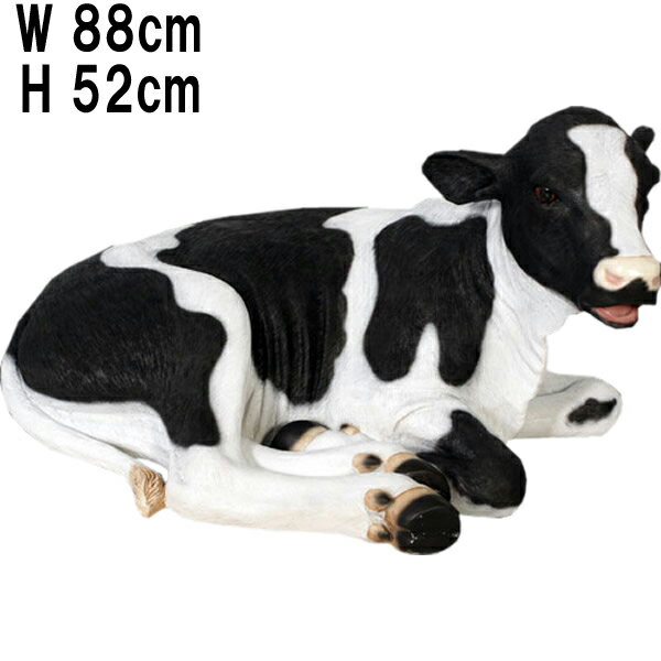 横たわる仔牛 Calf-Lying Down 強化プラスチック(FRP) アートオブジェ 高さ約52cm ウシ 動物 像 牛 かわいい 置物 イベント ディスプ...