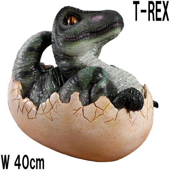 FRP恐竜オブジェ 孵化するT-Rex Baby T-Rex Hatching ティラノサウルス リアル 卵 置物 白亜紀 肉食恐竜 獣脚類 ティーレックス 標...
