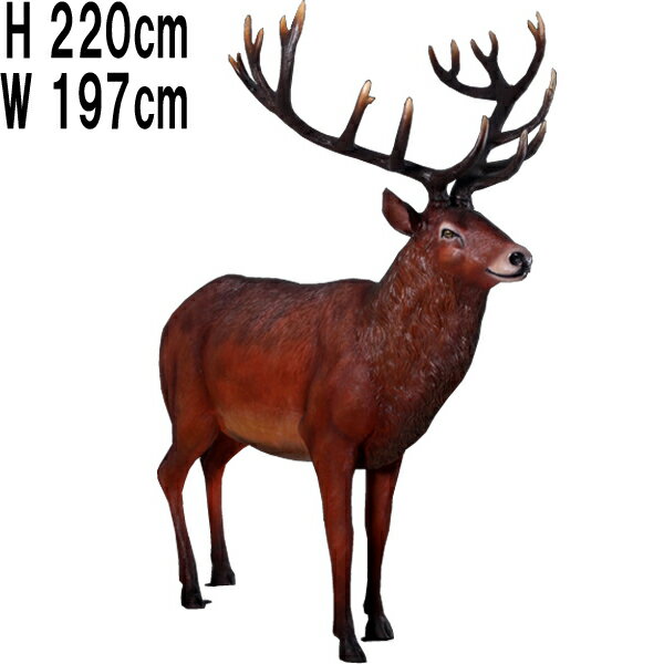 堂々とした雄鹿 Majestic Red Stag 強化プラスチック(FRP) アートオブジェ 大迫力! 実物大 体長約1m97cm 動物 像 大型 シカ 置物...