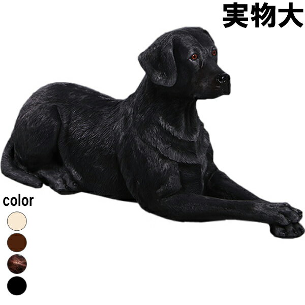 横たわるラブラドール 黒 Labrador Lying Down 強化プラスチック (FRP) アートオブジェ 犬 置物 ブラック 庭 玄関 外 ガーデニング ...