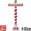 サンタさんのワークショップのサイン 大きい オブジェ 置物 サイン プレート 表札 クリスマス サンタクロース そり トナカイ 赤 Xmas リアル 実物大 装...