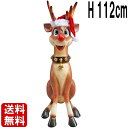 ゆかいなトナカイ 大きい オブジェ 赤鼻 トナカイ クリスマス サンタクロース ソリ 置物 かわいい 動物 像 映え 実物大 等身大 大型 特大 フィギュア イベント ディスプレイ リアル アニマル 店舗 動物園 鹿 カフェ レストラン 飲食店 装飾 看板 フォトスポット fr080087