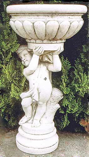 イタリア製子供像（ガーデン オーナメント）　花鉢を担ぐ少年（右）　PapiniAgostino　Art.342 石像