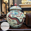 景徳鎮 嘉靖赤絵龍文蓋付壺 高さ約30cm 花生 花瓶 壺 中国 美術 希少 陶磁器 白磁 大きい 骨董 工芸品 美術品 高級感 インテリア アンティーク 陶器 磁器 コレクション 装飾品 置物 大型 花入れ