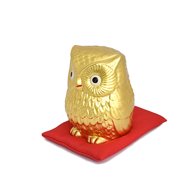 【縁起物】金福郎（金沢箔工芸品）大サイズ（高さ9.5cm）★開運グッズふくろう フクロウ 福郎 梟 学業成就 商売繁盛 開運 縁起物 贈答品プレゼント品 開店祝い 開業祝い 新築祝いのサムネイル