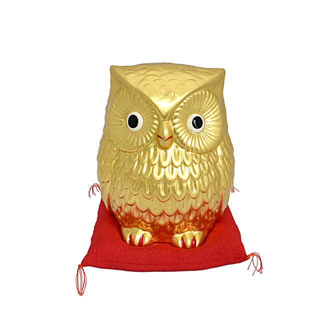 【縁起物】金福郎（金沢箔工芸品）特大サイズ（高さ15.5cm）★開運グッズふくろう フクロウ 福郎 梟 学業成就 商売繁盛 開運 縁起物 贈答品プレゼント品 開店祝い 開業祝い 新築祝いのサムネイル