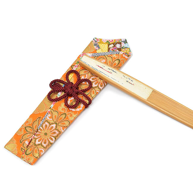 【布製品】金襴製「扇子入れ」（長さ24cm 幅6.5cm）-朱色-金襴仕様-（日本製）★手縫い・手作り品・オリジナル品★扇子 せんす 扇子収納 扇子持ち運び 金襴袋 senseire