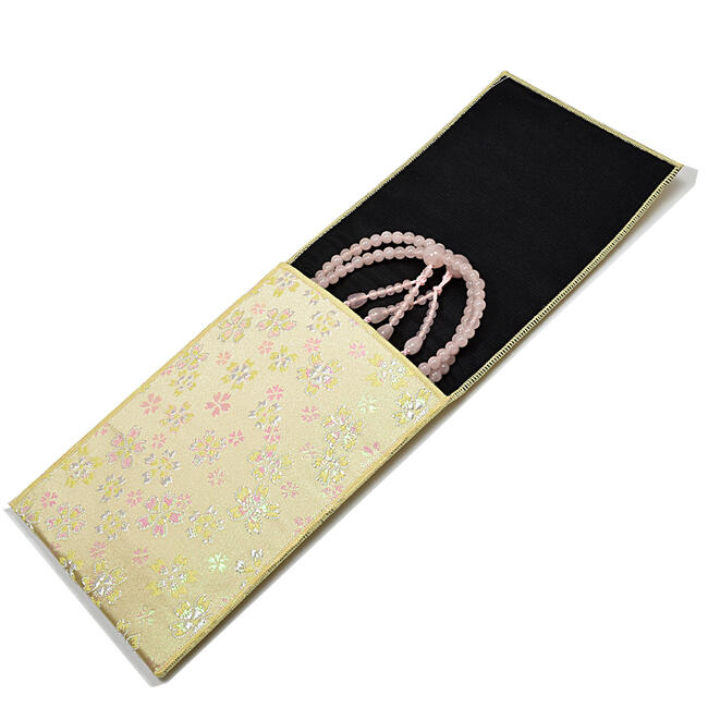 【数珠袋】『かのん数珠袋』クリーム色 日本製 国産品★贈答品・プレゼント品にも。数珠入れ 数珠袋 念珠袋 縁起物 かわいい きれい 金襴