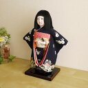 市松人形 元賀章介 10号尺正絹手刺繍 おしどり 紺色 手塗本漆塗台 市松人形 女の子 上品 童 増村人形店 MMN0193