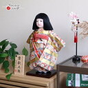 市松人形 元賀章介 12号尺二 着尺 正絹 手描鳳凰 金箔 クリーム 市松人形 越前塗台 増村人形店 MMN3123