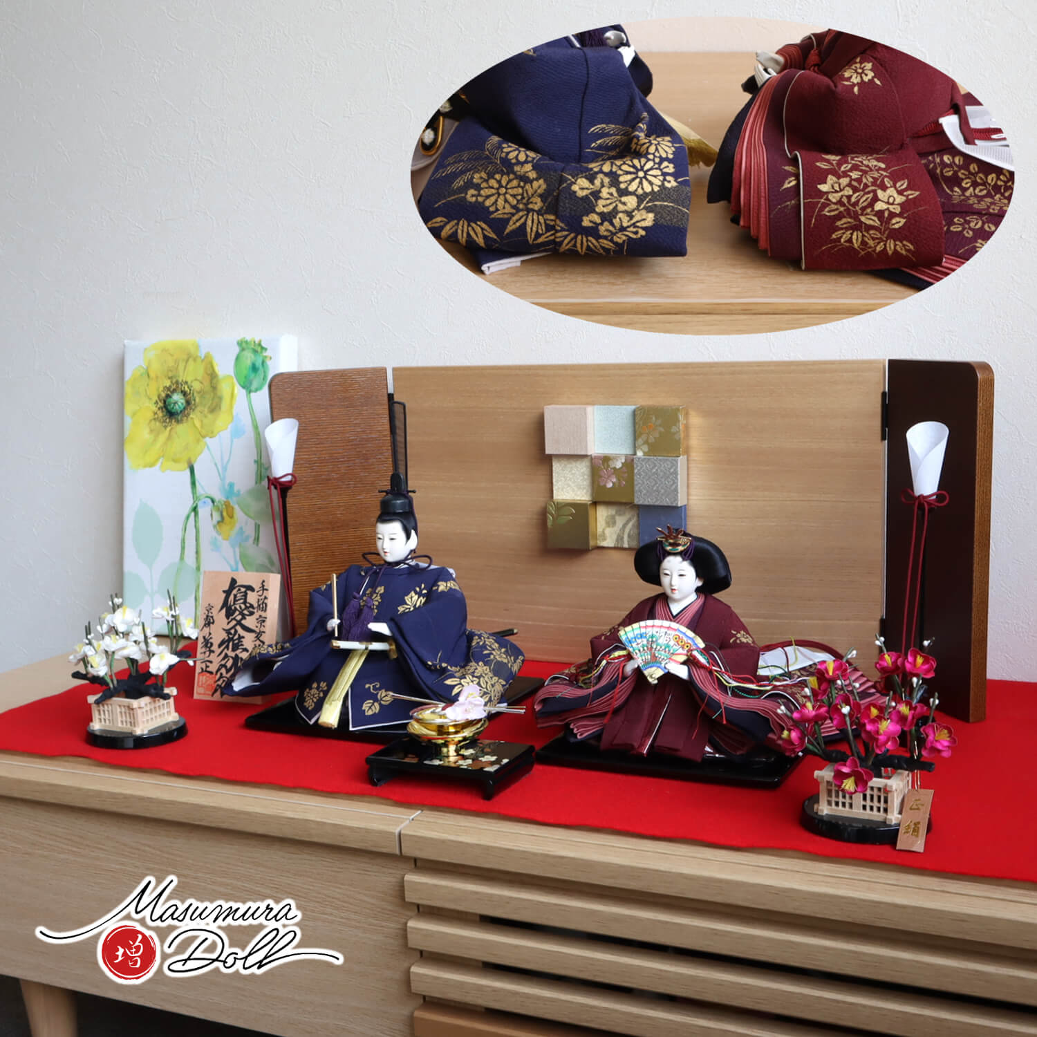 【SS 8日間限定★無条件追加 P5倍】雛人形 最高級 京製 ひな人形 おひなさま 京都 尊正 11番 京友禅 手描金泥草花 優雅雛 かわいい お雛様 雛 親王飾り 増村人形店 MMN2213