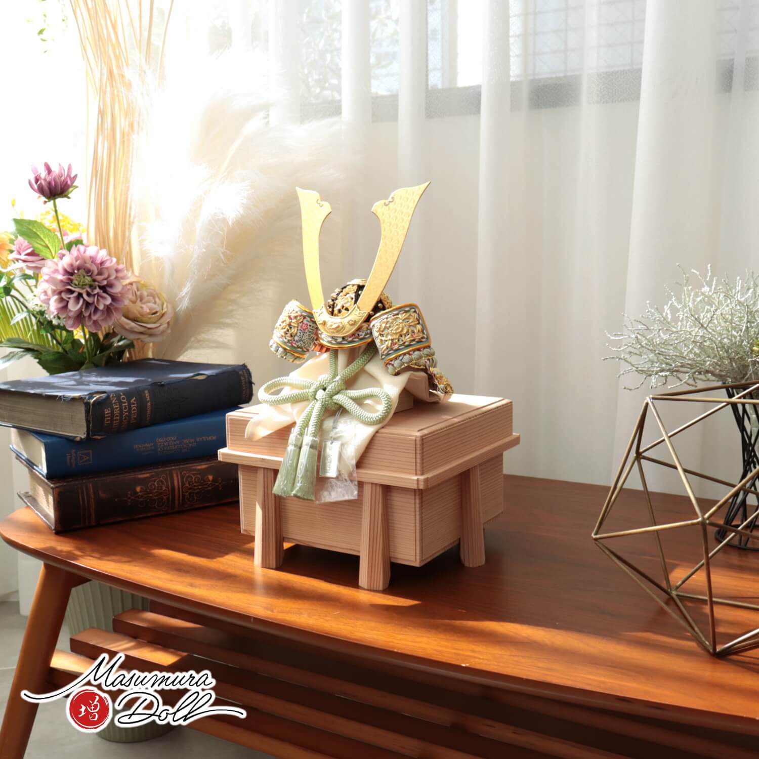 【7日間限定★P最大56倍★2/4-10】五月人形 コンパクト おしゃれ インテリア 兜飾り 5月人形 端午の節句 京北野 平安武久 京8号 淡若竹色糸金小札杉唐櫃 増村人形店 要エントリ