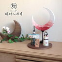 伝統的工芸品 三世・金林真多呂作 伝産・朱雀立雛 箔押桜「月あかり」コードレス手漉き和紙 月型ウォールナット飾台 増村人形店