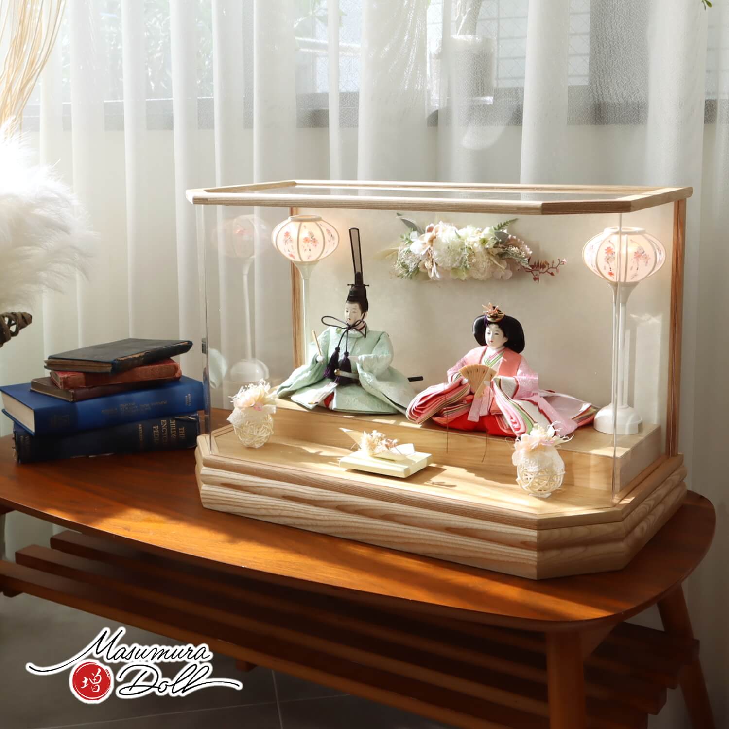 【年末最後の大感謝祭】全品P10倍★12/19-26 雛人形 ケース飾り コンパクト モダン おしゃれ インテリア ひな人形 おひなさま 清水光雲監修 春光 25号 芥子 西陣織金襴 桜 かわいい お雛様 雛 親王飾り 増村人形店 MMN2248