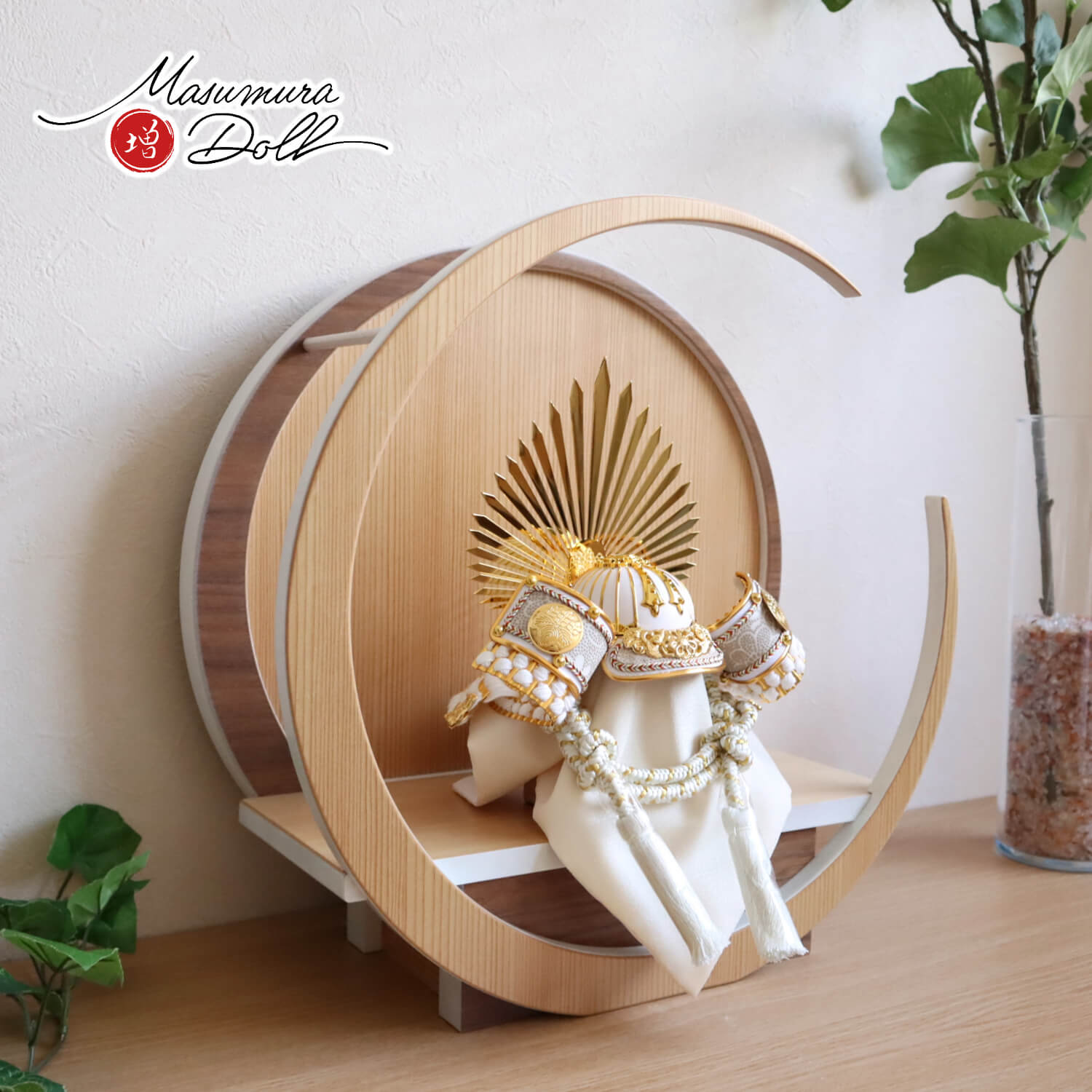 【BF8日間限定★独自P10倍★11/20-27】五月人形 コンパクト おしゃれ インテリア 兜飾り 5月人形 端午の節句 完全日本製 ホワイト ゴールド 武将...