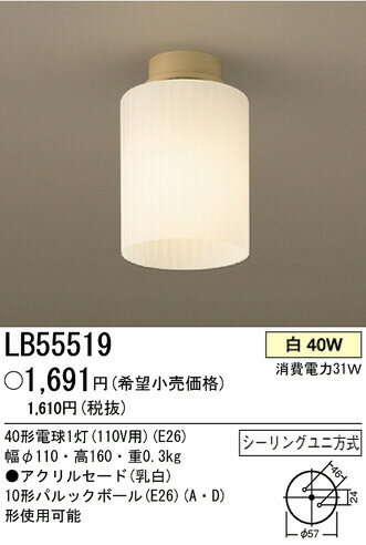 パナソニック電工照明器具（Panasonic) 白熱灯小型シーリングライト LB55519