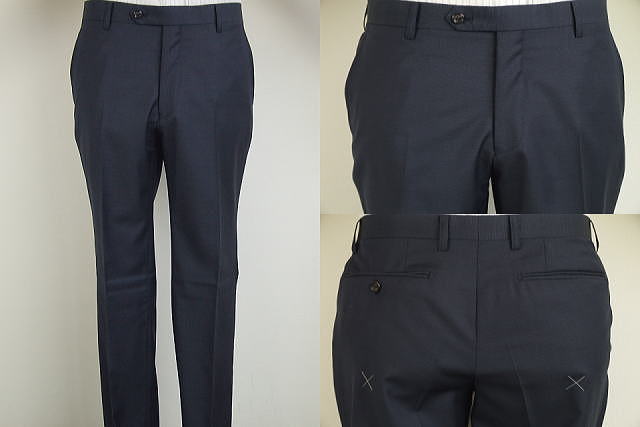 【Ermenegildo Zegna エルメネジルド ゼニア〜TRAVELLER】【春夏秋】 スタイリッシュタイプ【YA体】【A体】2ボタンシングルスーツ/紺ドビー織柄ロゴ入り裏地使い