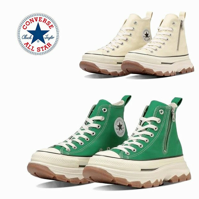 メンズ レディース厚底スニーカー コンバース converse CONVERSE オールスター (R) トレックウエーブ Z HI グリーン バターホワイト ALL STAR (R) TREKWAVE Z HI