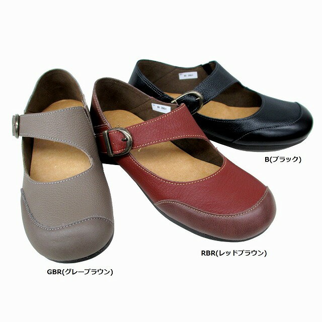 送料無料 ビタノバ VITA NOVA vita nova 2851 レディース 甲ストらップ コンフォート 仕事履き 通勤靴 フラットヒール B(ブラック) RBR(レッドブラウン) GBR(グレーブラウン)