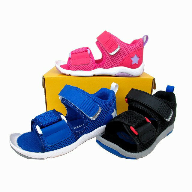 送料無料 ムーンスター キャロット Carrot CR C2240 キッズ マジック サンダル 子供 ブラック ブルー ピンク