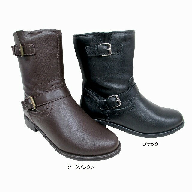 送料無料 イング ing 1244 レディース カジュアルワークブーツ ラウンド 通勤靴 ブラック ダークブラウン