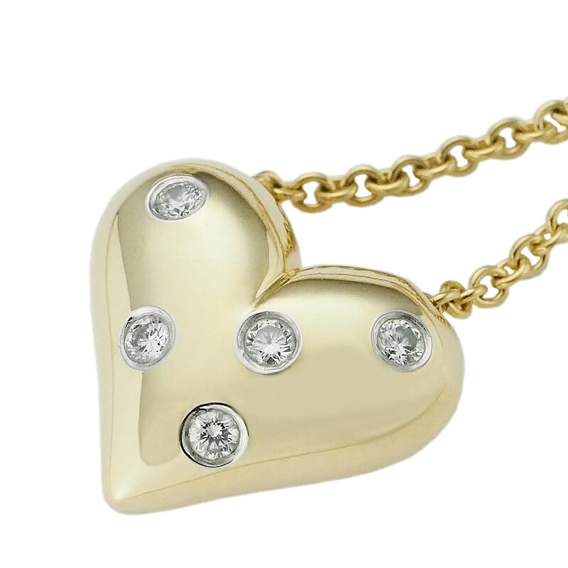 樂天商城 - マスヤ質店◆ティファニー TIFFANY&Co. ドッツハートネックレス 5Pダイヤモンド ネックレス 750YG Pt950 仕上済【中古】