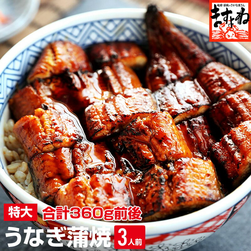お歳暮 ギフト 3人前 プレゼント 3,980円送料無料！特大うなぎ蒲焼き豪華3人前！特大長焼き200gと肉厚カットうなぎ80g×2枚 計360g前後[中国産]［うなぎ/ウナギ/鰻]食べ物 誕生日 土用の丑の日 御中元