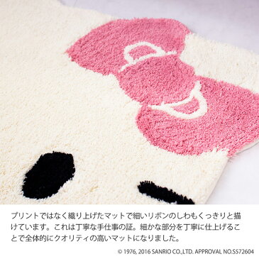 ハローキティ キティダイカット フロアマット約55cm×63cm（子供部屋 ラグ マット 洗面マット リビング HELLO KITTY サンリオ ハローキティ かわいい）