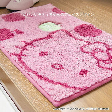 ハローキティ アップル コーナー吸着 玄関マット約45cm×75cm(マット 子供部屋 ラグ 洗面マット キティちゃん リビング HELLO KITTY サンリオ ハローキティ かわいい)