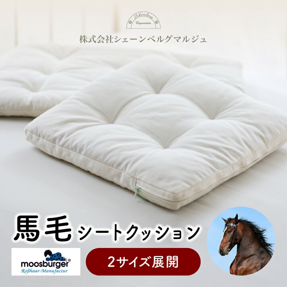 馬毛クッション 45×45cm 正方形 高級座布団 馬毛100% 座布団 シート クッション 椅子用 快適な座り心地 天然素材 オーガニック 清潔 デスクワーク 在宅 弾力性 吸湿性 通気性 耐久性 moosburger シェーンベルグ