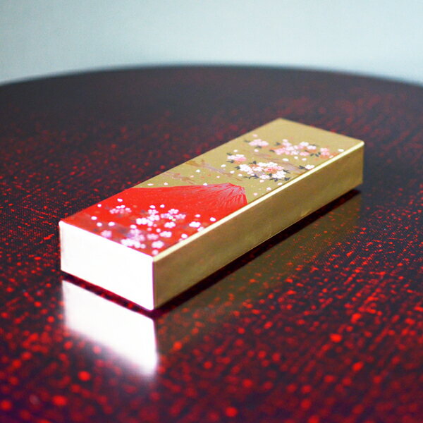 ペンケース　桜花赤富士(世界遺産　筆箱　ふでばこ　ペン入れ　プレゼント　お土産　日本　富士山　金..