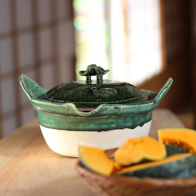 ■織部手口付き土鍋■和食器 陶芸 美濃焼 土鍋 カレーライス シチュー グラタン 肉じゃが かぼちゃ 煮豆 おでん 美味しい 結婚祝い プレゼント 素敵 陶器 手作り おしゃれ かわいい モダン 誕生日 お祝い