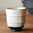 ■赤絵線模様 湯のみ■和食器 陶芸 夫婦湯のみ 夫婦ご飯茶碗 美濃焼 粉引き 赤絵 湯のみ茶碗 湯飲み茶碗 コップ お茶 結婚祝い プレゼント 素敵 陶器 手作...