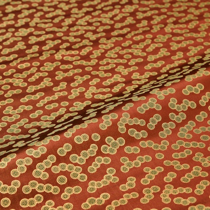生地 布地 手芸 金襴 正絹 七つ星紋 茶 西陣織 シルク 半巾30cm 和柄生地マスク マスクケース カットクロス 和布 和風生地 和生地 長さ10cm単位