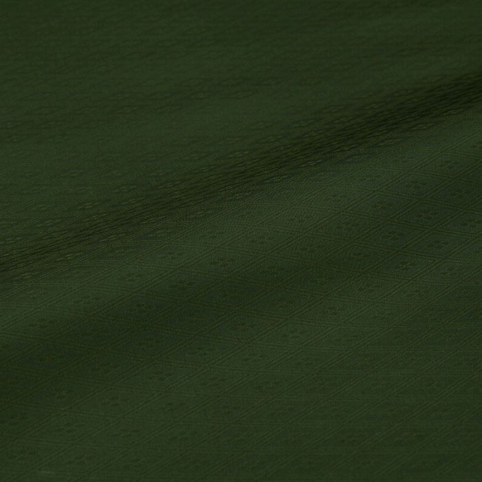 三重襷 菱（緑） 西陣織 錦裂 正絹化繊混紡（巾30cm） 商品説明 四小菱を三重線で囲んだ三重襷が特徴。 深く濃い緑色の地に、地とほぼ同じ色の三重襷が配されています。 光の加減で文様が見え隠れする、美しくおしゃれな生地に仕上がっています。...