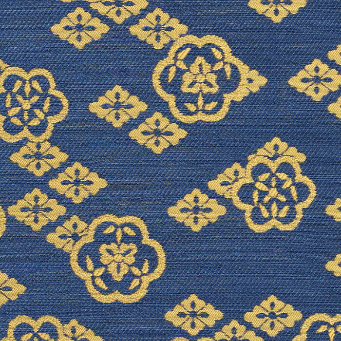 花菱 木瓜 有職文様 青 西陣織 正絹 シルク 巾60cm 長さ10cm単位 和風小物 布地 はぎれ 端切れ カットクロス 和布 御朱印帳 カバー