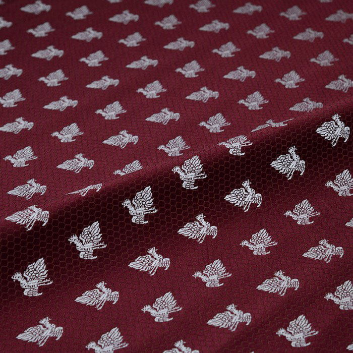 生地 布地 手芸 鳳凰 亀甲 有職文様 紫 西陣織 緞子 正絹 シルク 化繊混紡 巾30cm 長さ10cm単位 和柄生..