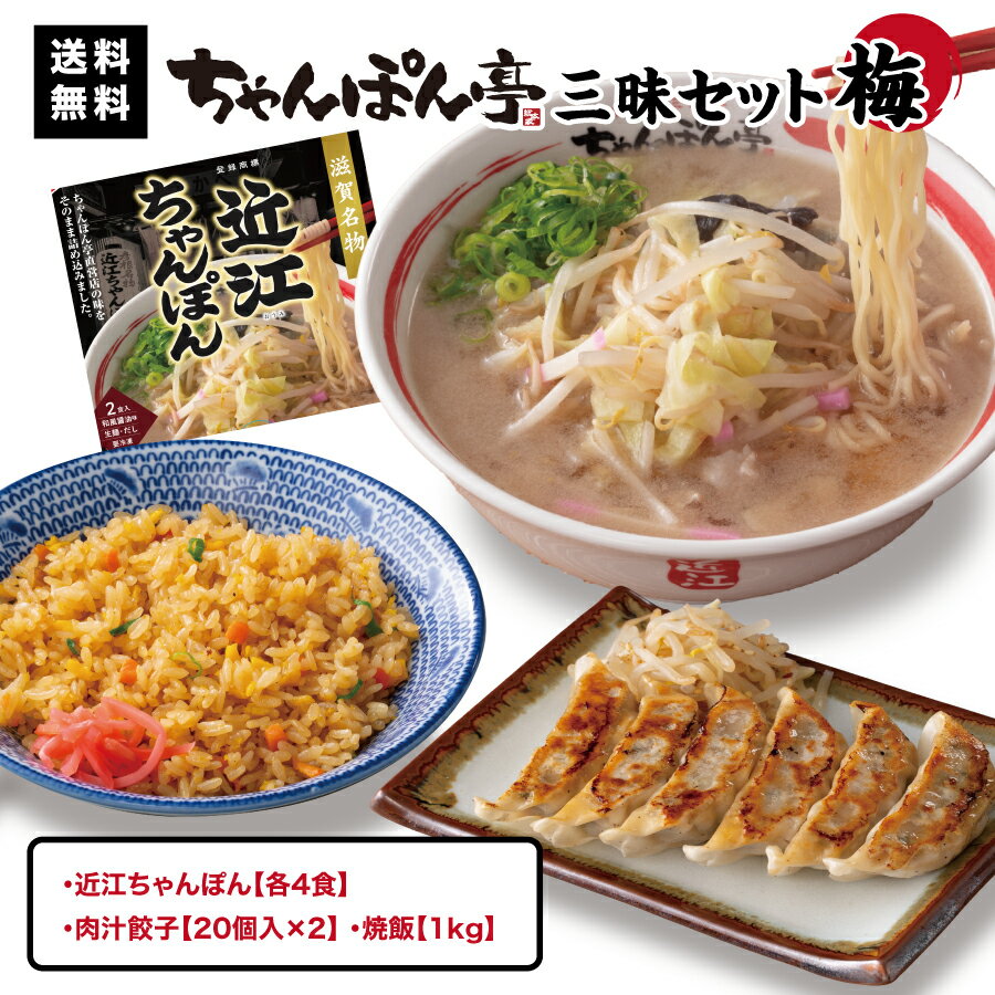 【送料無料】ちゃんぽん亭 三昧セット 梅【近江ちゃんぽん 4食分 / 肉汁餃子 40個 / 焼飯 1kg】冷凍便 ちゃんぽん亭総本家 滋賀名物 ご当地 お取り寄せ ギフト 贈答品 ちゃんぽん ラーメン 麺 …