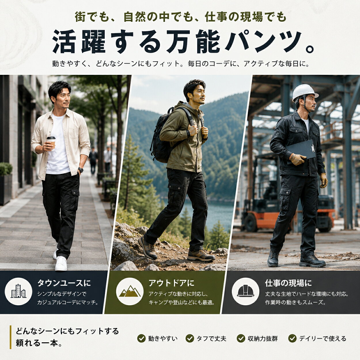 【2枚目1200円OFF】送料無料 カーゴパンツ メンズ 大きいサイズ パンツ ズボン ドロスト 裾調節可 アウトドア 作業着 作業ズボン 綿パン 厚め 丈夫 春秋冬 綿100% ミリタリー ファティーグ 米軍 無地 大きいサイズ 6ポケット 色多め カラーパンツ MATCH麻吉 ＊一部予約中 match-shop-10000006 MATCH麻吉 サンプル画像3