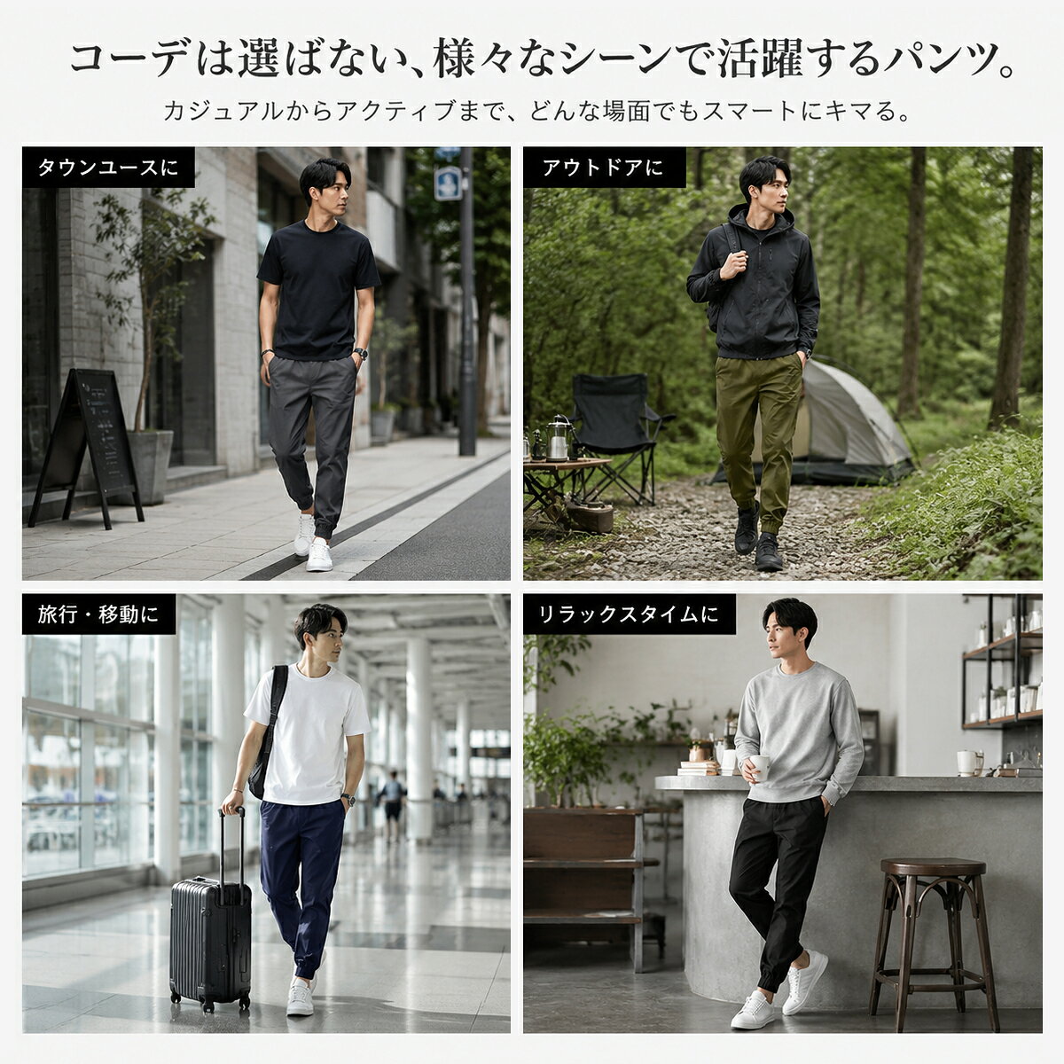 【2枚目1000円OFF】ジョガーパンツ ツイル メンズ ズボン 3ポケット イージーパンツ チノパン カジュアル ズボン 裾絞り スリム 細身 綿パン カラーパンツ 綿100％ 大きいサイズ アウトドア 無地 シンプル ゴルフパンツ ゴルフウェア 送料無料 ＊一部予約中