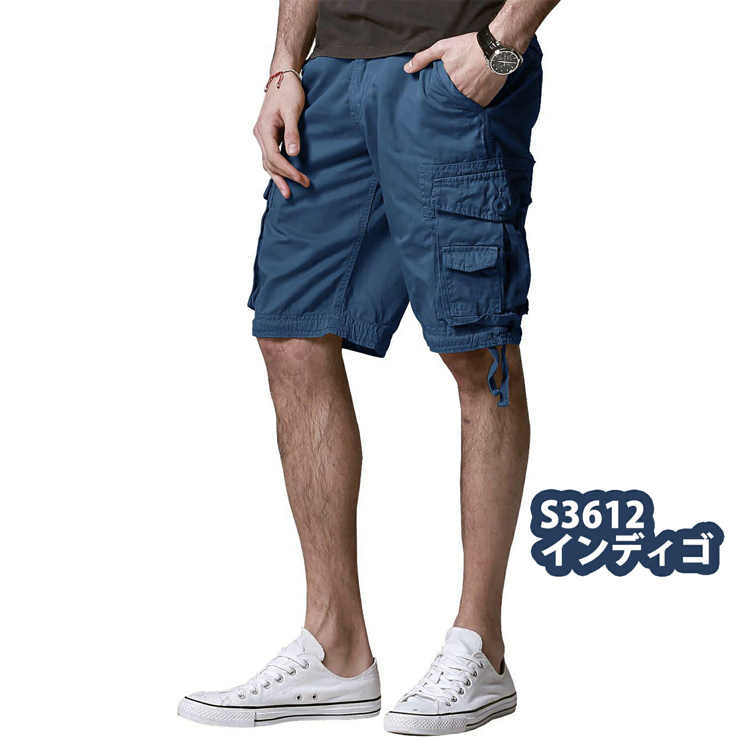 楽天市場】カーゴパンツ ハーフ（カラーブルー）の通販