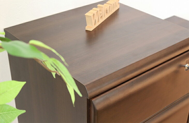 スリム チェスト タンス 鍵付き 幅30cm 3段 完成品 隙間 国産 ブラウン 高さ63cm 木製 シンプル 日本製 大川家具 民泊 送料無料