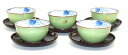 波佐見焼 緑巻ぶどう絵柄 茶托付煎茶 湯呑5客セット プレゼント ギフト 贈リ物 祝 お祝い 記念品 食器 セット 可愛い 引き出物 引出物 内祝い お返し 出...