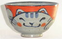 波佐見焼 手描き猫(赤)【茶碗】【ご飯茶碗】【ごはん茶碗】【お茶碗】【和食器】【招き猫】プレゼント ギフト 贈リ物 祝 お祝い 記念品