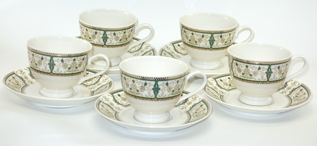 ロイヤルグリーンガーデンフラワー ティーコーヒーカップソーサー5客セット ステンレススプーン付き 5..