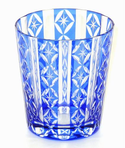 ロイヤルスター 切子グラス ブルー ロックグラス オールド グラス コップ ガラス おしゃれ 食器 キッチン雑貨 プレゼント ギフト 贈リ物 祝 お祝い 記念品