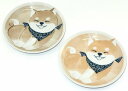 美濃焼 笑いぬ オレンジ ブラウン(わらいぬ)5.0皿ペアセット 専用箱付き 犬 柴犬 しばいぬ 和皿 お皿 プレート 和食器 食器 陶器 プレゼント ギフト 贈リ物 祝 お祝い 記念品
