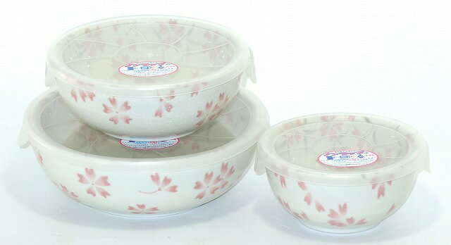 美濃焼 桜の里 レンジパック3点セット（ピンク/赤) ノンラップ レンジパック 保存容器 プレゼント ギフト 贈リ物 祝 お祝い 記念品 和食器 食器 陶器プレゼント ギフト 贈リ物 祝 お祝い 記念品