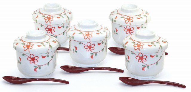 茶碗蒸し 食器 和食器 おしゃれ 有田焼 陶磁器 日本製 朱巻十草 蒸し碗