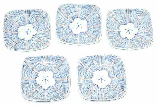 波佐見焼 清秀 桜十草 角皿5枚セット プレートセット 角皿 和皿 和食器 陶器 プレゼント ギフト 贈リ物 祝 お祝い 記念品のサムネイル